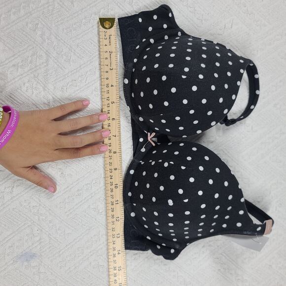 Cacique Boost Plunge Bra The cotton cacique collection black polka dot Size 40C - Picture 7 of 10